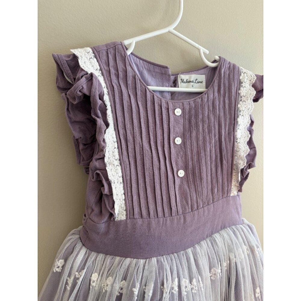 Makena Lane Norah Lace & Tulle Purple Easter Party Dress & Bloomers Set Size 6 - Picture 4 of 12